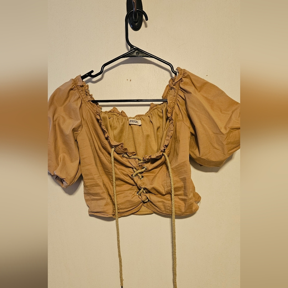 Beige Puff Sleeve Top